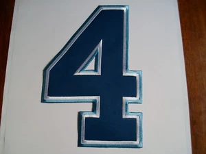 Nr.4 blau, weiß -hellblau Bügelbild Stoff Zahl 24,8cm, zum Aufbügeln, Aufnäher - Bild 1 von 1