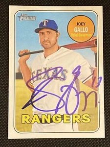Joey Gallo Rangers Signed Auto Autographed 2018 Topps Heritage Card #48 ~ COA - Picture 1 of 5