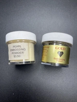 STAMP-n STUFF EMBOSSING POWDERS 1/2 Oz Jar Gold Tinsel And 2 Oz Pearl  Powder EU - Image 1 of 4