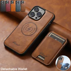 For iPhone 16e 16 15 14 13 12 Case Removeable Magnet Wallet Leather 2in1 Cover - Picture 1 of 64