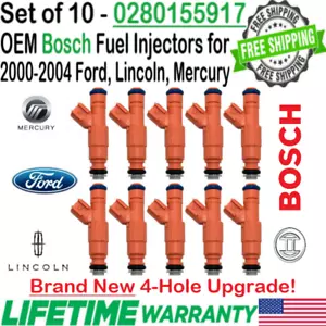 New x10 OEM Bosch 4Hole Upgrade Fuel Injectors for 2003-04 Mercury Grand Marquis - Picture 1 of 8