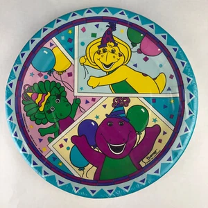 BARNEY AND PALS Paper Plates (8) Vintage 9" 1995 Party Cake Baby Bop NOS Sealed - Picture 1 of 8