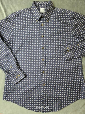 Brooks Brothers Shirt Mens Large Regent Button Down Geometric Long Sleeve Supima - Image 1 of 4