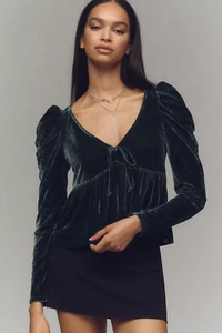 NWT Anthropologie Maeve Velvet Babydoll Top Size M $78 - Picture 1 of 2