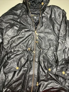 Leather jacket with hood by METROPOLITAN NEW YORK unisex wear size Small - Picture 1 of 7