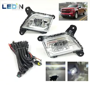 LED Fog Driving Lights For 2019-2022 Silverado 1500 2500 3500 Set Wire Switch - Picture 1 of 11