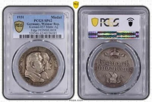 Alemania Weimar 1931 Bismarck & Hindenburg 60 años Imperio Alemán PCGS SP62 K-457 - Imagen 1 de 1