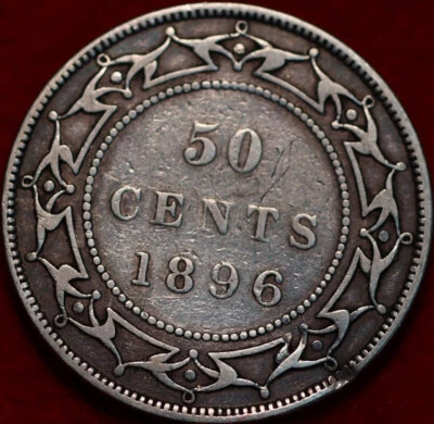 1896 Queen Victoria Newfoundland 50 Cents Silver Coin - Image 1 of 2