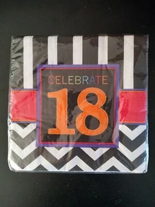 16 2ply Chevron 18th Birthday Party Paper Lunch Napkins - Picture 1 of 1