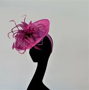 AMETHYST UPTURNED FASCINATOR & HANDCRAFTED AMETHYST FEATHER DETAIL NO RETURN - Picture 1 of 5