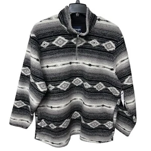 Wrangler Mens 1/4 Zip Aztec Fleece Pullover Size Pockets XL Black White NWT - Picture 1 of 9