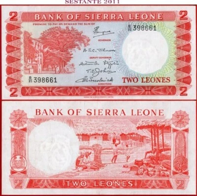 SIERRA LEONE 2 LEONES nd 1964/70 Prefix B/35 P 2d XF++ free shipping from 100$ - Image 1 of 4