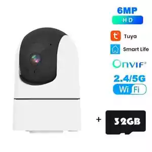 Wireless Security Surveillance Camera Tuya 5G WiFi IP 6MP Camera with 32GB Card - Picture 1 of 23