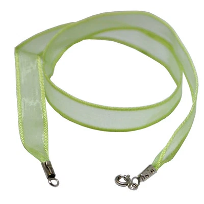 Collarino girocollo in raso verde acqua cm 45 con chiusura argento 925 rodiato - Immagine 1 di 2