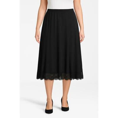 Falda Jones New York Mujer 16W Negra Midi ALine Encaje Dobladillo Transparente Romántico Gótico Foto 1 de 4