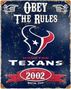 Houston Texans Large 14.5x11.5 Inch Heavy Duty Metal Wall Pub Sign Embossed... - Picture 1 of 2