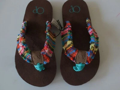 NUEVAS Sandalias Chanclas Niña Pequeñas 11-12 Medianas 13-1 OP Ocean Pacific Deshilachadas Nuevas con Etiquetas Foto 1 de 3