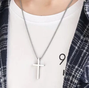 Simple Faith Cross Silver Plated SP Tiny Pendant Chain Necklace - Picture 1 of 5
