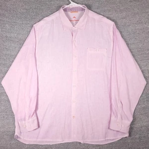 Camisa Tommy Bahama Para Hombres 2XL Rosa Mezcla de Lino Manga Larga Bolsillo con Botones - Imagen 1 de 12