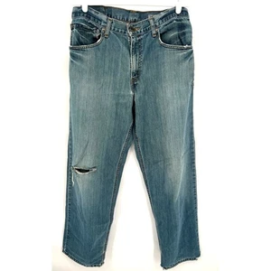 Vintage Silver Tab Jeans Mens Size 32 x 32 Blue Denim Baggy Distressed Levis 90s - Picture 1 of 14