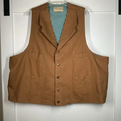 Colete Scully Vintage Lona Botão para Cima Corte Ocidental Masculino 3XL Ranchwear Yellowstone - Imagem 1 de 4
