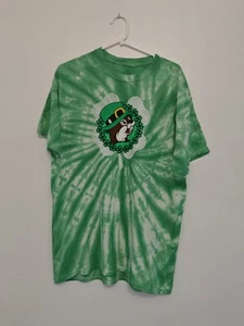 Bucees St Patricks Day T Shirt Mens Large Green Tie Dye Short Sleeve Buckey - Picture 1 of 5