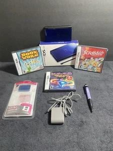 Nintendo DS Lite Handheld System Cobalt Blue With Accessories and 4 Games Read - Picture 1 of 16