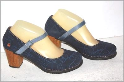 ART Babies à Talons Cuir bleu mari  Doublées Cuir  T 38 ETAT NEUF - Photo 1/4