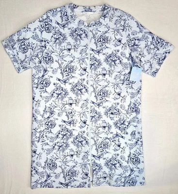 Adonna Sleepwear NWT Women's XL Blue White Floral Bird Print Nightgown Robe  - Image 1 of 4