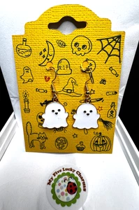 Halloween weißer Geist Emaille Ohrhänger - Bild 1 von 2