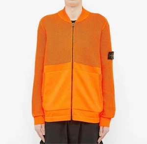Blusa de malla Stone Island para hombre cremallera completa talla L parche con logotipo naranja usado de Japón - Imagen 1 de 11