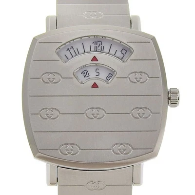 GUCCI 157.5 Enclavamiento G Grip Relojes Esfera Blanca Acero Inoxidable Cuarzo A... Foto 1 de 4