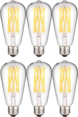 Sunlite LED Filament Style Edison Light Bulb 8.5W Dim 27K-WarmWhite, 6- Pack - Image 1 of 2
