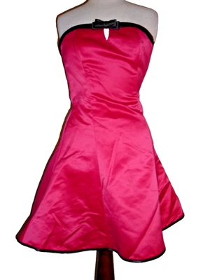 Винтажный 80-х Jessica McClintock Gunne Sax платье ярко розовый без бретелек атласный размер 3 XS - Изображение 1 из 4