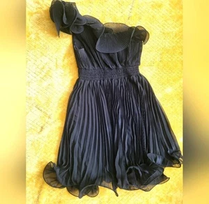 Double Zero One Shoulder Ruffle Black Party Dress Size Medium - Picture 1 of 5