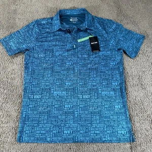 Bogey Bros Golf Co Polo Shirt Mens Medium Blue Excuses Allover Print AOP - Picture 1 of 14