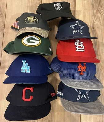Lot Of 9 New Era Hats Fitted & Strap Back & Snapback Hats MLB NFL - Image 1 of 4
