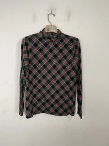 Talbots Damen L kariertes Flanellhemd mit Knopfleiste schwarz rot grün Baumwollmischung - Bild 1 von 9