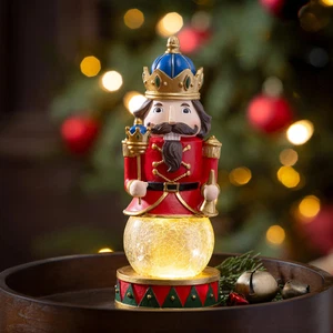Joyful Traditions LED Table Decor Resin Nutcracker with Crackle Glass Globe, 9.2 - Picture 1 of 3
