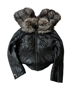 2000s JAPANESE RICK OWENS TYPE! RARE LUXURY FUR/LEATHER BOMBER JACKET - Image 1 of 4