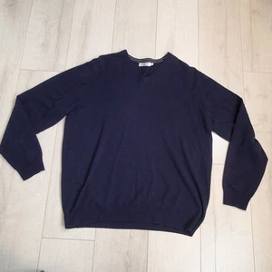 Suéter de cachemir Lochmere para hombre XL azul marino tejido 100 % cachemir cuello en V suéter - Imagen 1 de 11