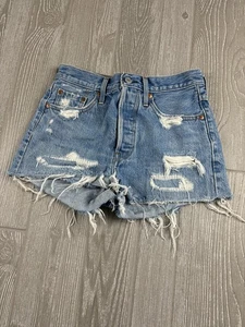 Pantaloncini Levi's 501 in denim effetto invecchiato con bottoni taglia 25 cuciture interne 2 - Foto 1 di 10