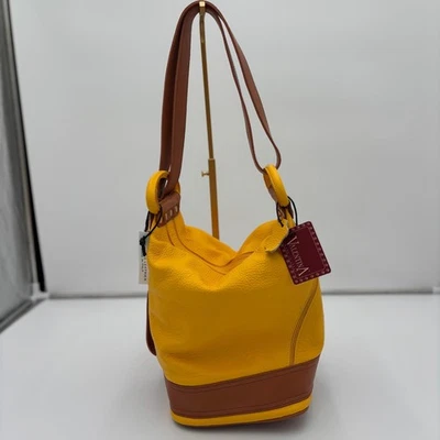 VALENTINA итальянский кожаный трансформируемый рюкзак наплечная сумка сделано в Италии желтый - Изображение 1 из 4