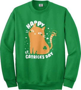 Happy St Catrick's Day St Patrick's Cat Unisex Sweatshirt - Picture 1 of 2