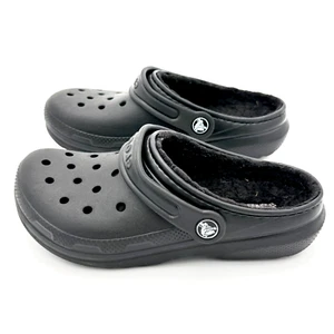 Zuecos sin cordones Crocs Classics Junior para niños talla J2 forrados en negro - Imagen 1 de 14