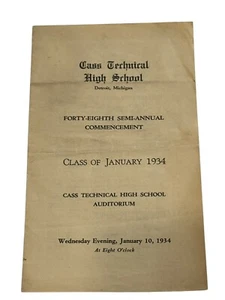 Vintage Cass Technical High School Beginn 1934 Detroit Abschlussliste - Bild 1 von 4