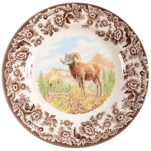 SPODE Woodland BIGHORN SHEEP Dinner Plate 11" Serving Dish White Brown Porcelain - Picture 1 of 4