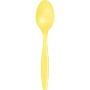 Yellow Heavy Duty Plastic Spoons 24 Per Pack Tableware Supplies Decorations - Picture 1 of 1