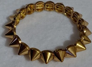 Gold Tone ( ROUND SPIKE STYLE) Stretch Statement Bracelet - 2 1/8 in Inside Dia - Picture 1 of 7