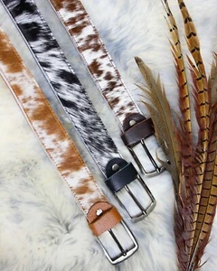 100% NATURRINDSLEDER HAAR-AUF LEDER DAMEN GÜRTEL - LEDERGÜRTEL (26 - 42 Taille) - Bild 1 von 13